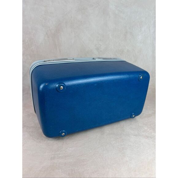 Vintage Samsonite Sentry Blue Train Case with Tray + 3 Keys - Picture 8 of 13